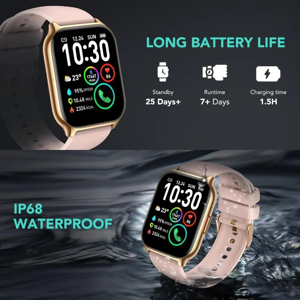 SKG V7-2 Smart Watch 1.95 in Screen Android Iphone Fitness Tracker IP68 Pink